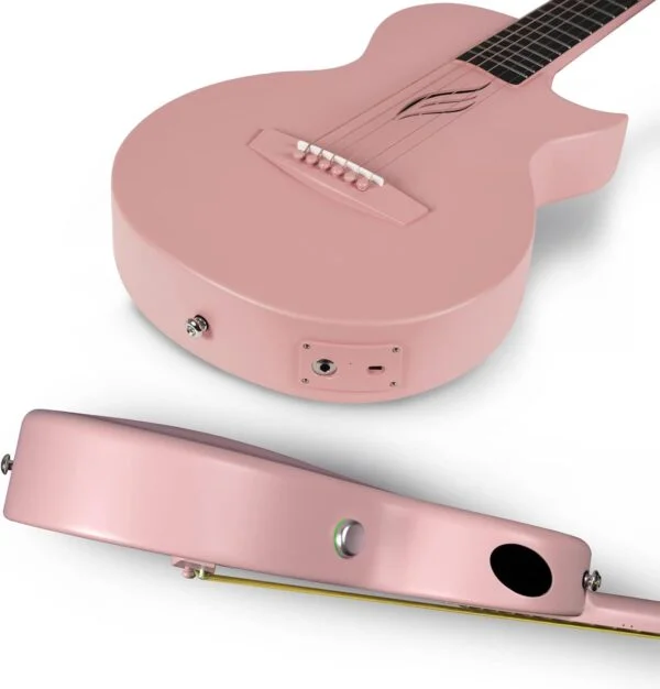 Enya NOVA GO SP1 Pink TransAcoustic & Electric Guitar Smart Carbon Fiber Acoustic 35 Inch with Pickup, Case, Strap, Cable - Image 4