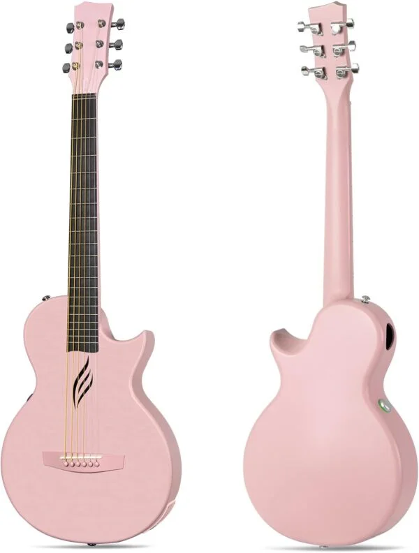 Enya NOVA GO SP1 Pink TransAcoustic & Electric Guitar Smart Carbon Fiber Acoustic 35 Inch with Pickup, Case, Strap, Cable - Image 3