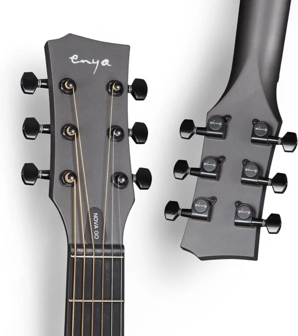 Enya NOVA GO SP1 Black TransAcoustic & Electric Guitar Smart Carbon Fiber Acoustic 35 Inch with Pickup, Case, Strap, Cable - Image 6