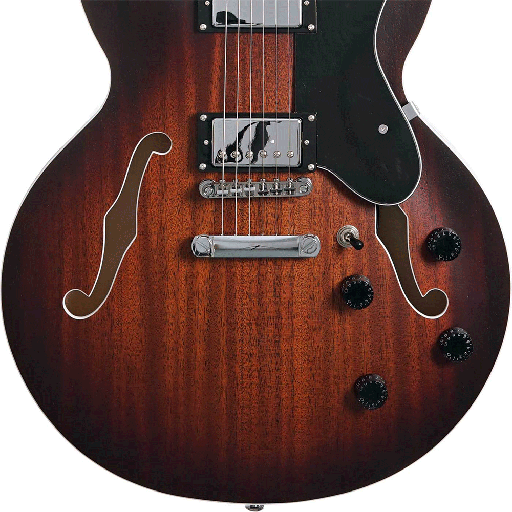 EART E-335 Open Pore Tobacco Sunburst Hollowbody Guitar - Image 4