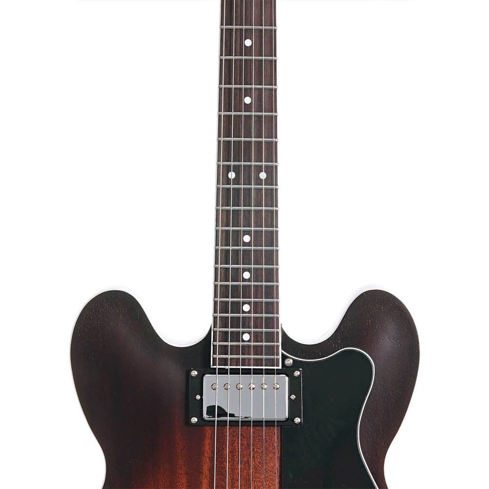 EART E-335 Open Pore Tobacco Sunburst Hollowbody Guitar - Image 7