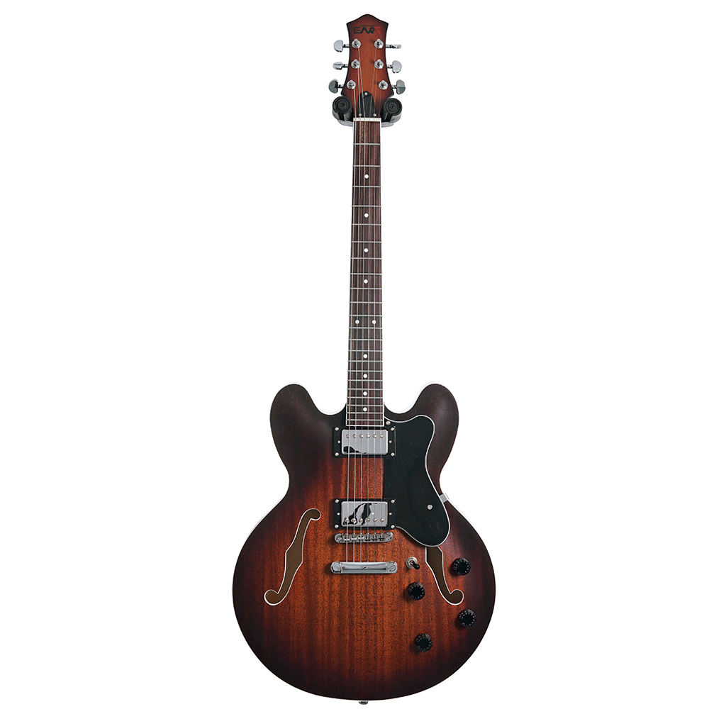 EART E-335 Open Pore Tobacco Sunburst Hollowbody Guitar