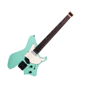Eart GW2TP-SE Surf Green Headless Electric Guitar, Roasted Mahogany Body, 24 Stainless Steel Frets