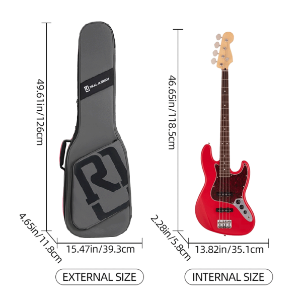 Real Mission Coolvox-B Grey Premium Electric Bass Guitar Soft Case - Image 2